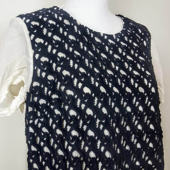 FRENCH CONNECTION Tunic Top Black Lace Textured, 8 - Picture 3 of 8